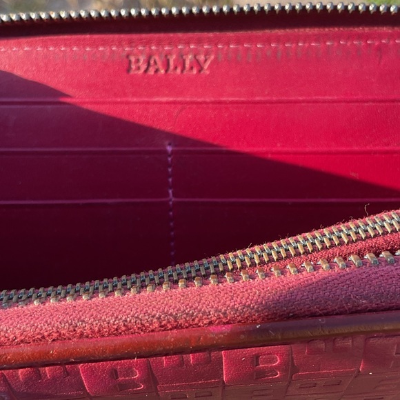 Bally Red Embossed Zip Wallet - Picture 11 of 15